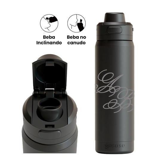 Garrafa Térmica Flip Pro + Ebook - Elegant Monogram