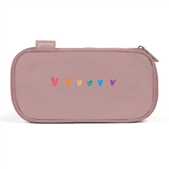 Estojo Box Fun - Corações Arco-Íris com Nome