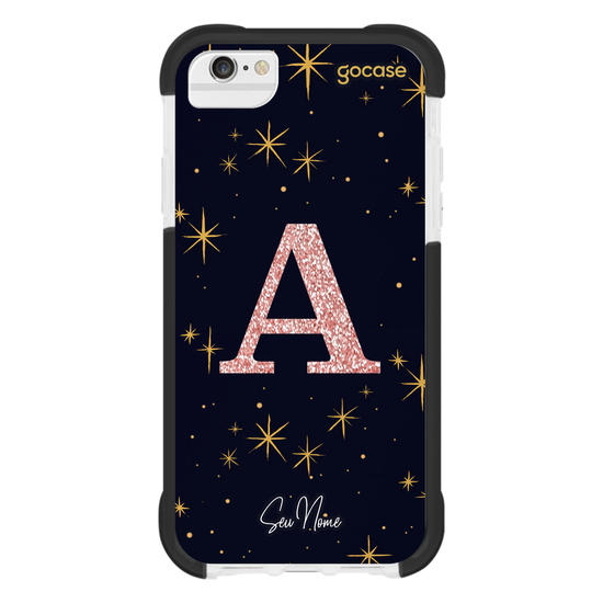 Capinha para celular Estrelado Místico - Inicial Glitter