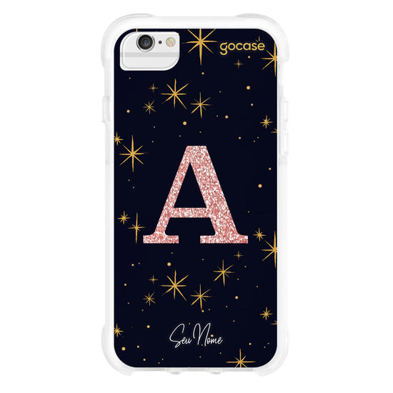 Capinha para celular Estrelado Místico - Inicial Glitter