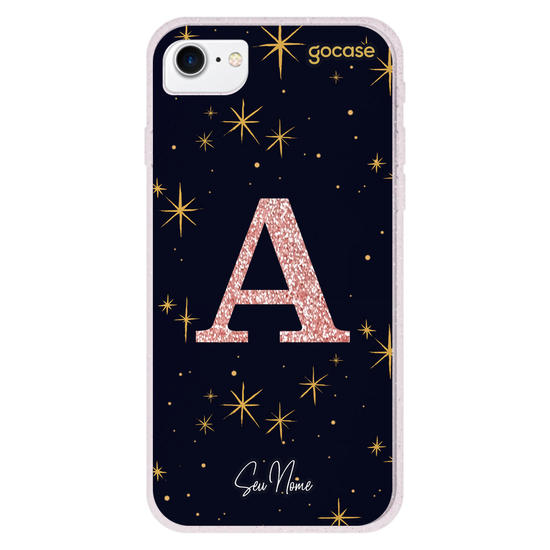 Capinha para celular Estrelado Místico - Inicial Glitter