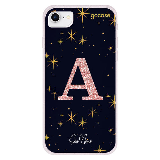 Capinha para celular Estrelado Místico - Inicial Glitter