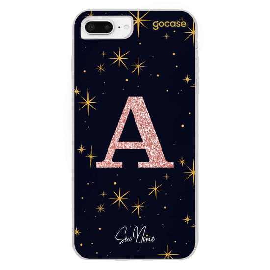 Capinha para celular Estrelado Místico - Inicial Glitter