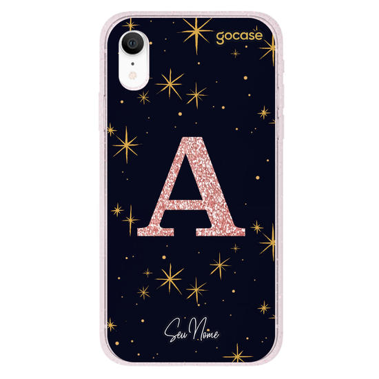 Capinha para celular Estrelado Místico - Inicial Glitter