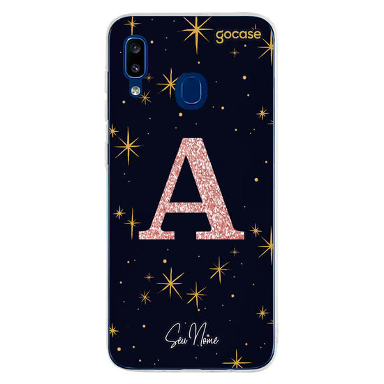 Capinha para celular Estrelado Místico - Inicial Glitter
