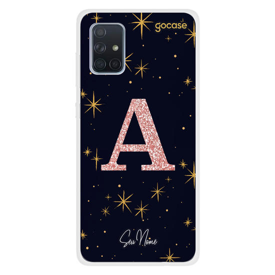 Capinha para celular Estrelado Místico - Inicial Glitter