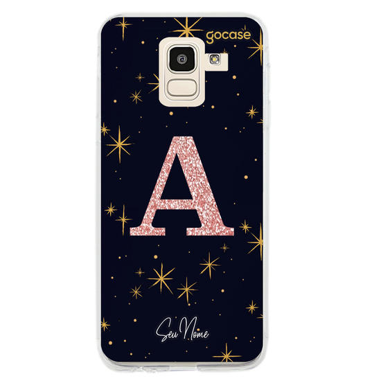 Capinha para celular Estrelado Místico - Inicial Glitter