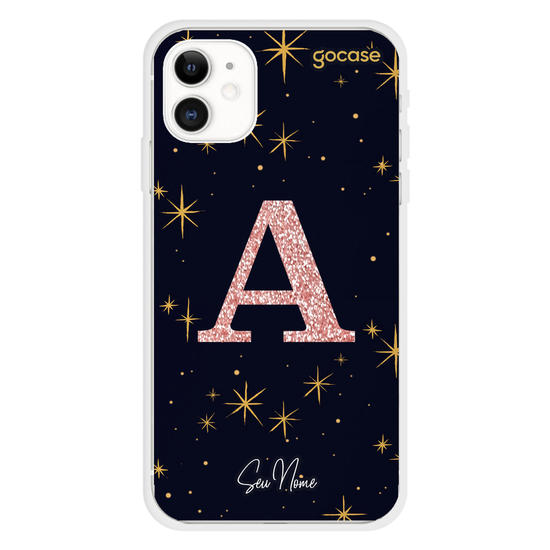 Capinha para celular Estrelado Místico - Inicial Glitter