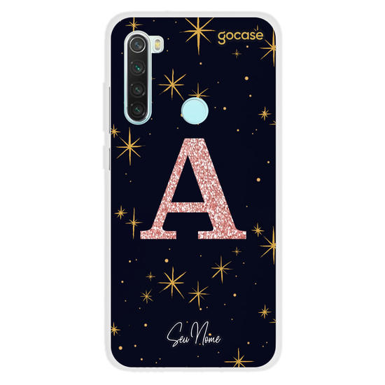 Capinha para celular Estrelado Místico - Inicial Glitter