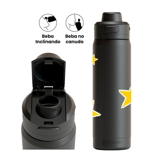Garrafa Térmica Flip Pro + Ebook - Estrelas de Pérola