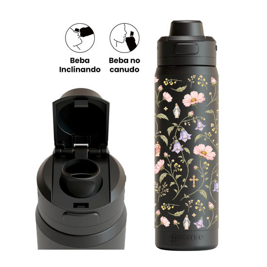 Garrafa Térmica Flip Pro + Ebook - Fé Floral