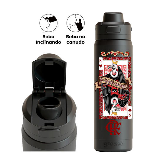 Garrafa Térmica Flip Pro + Ebook - Flamengo - 9x Campeão