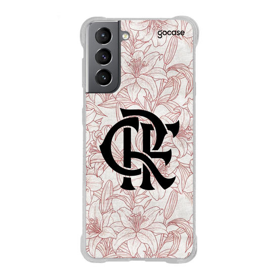 Capinha para celular  Flamengo - Floral Branco