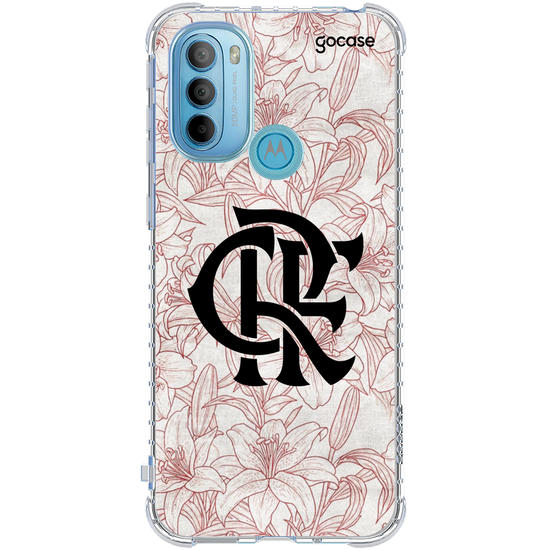 Capinha para celular  Flamengo - Floral Branco