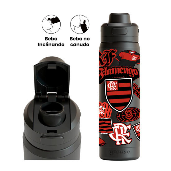 Garrafa Térmica Flip Pro + Ebook -  Flamengo  - Soft Stickers