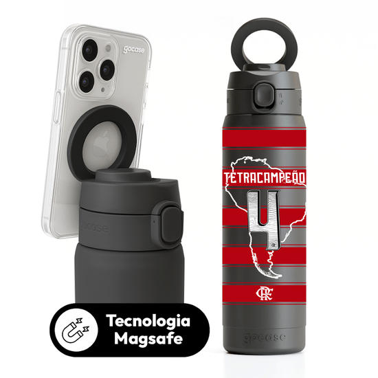Garrafa Térmica Magsafe + Ebook -  Flamengo - Uniforme 1 2025 P Campeão