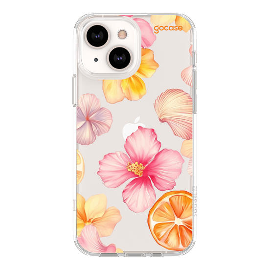 Capinha para celular Flor de Hibisco e Conchas