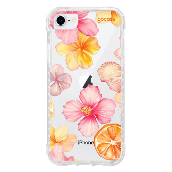 Capinha para celular  Flor de Hibisco e Conchas