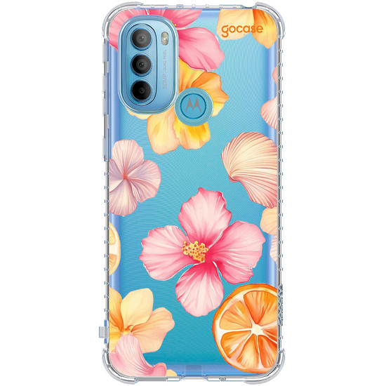 Capinha para celular  Flor de Hibisco e Conchas
