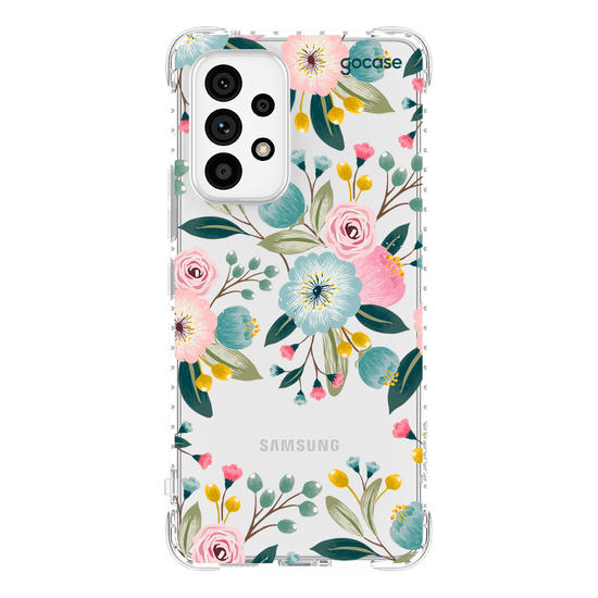 Capinha para celular  Floral Azul Rosa