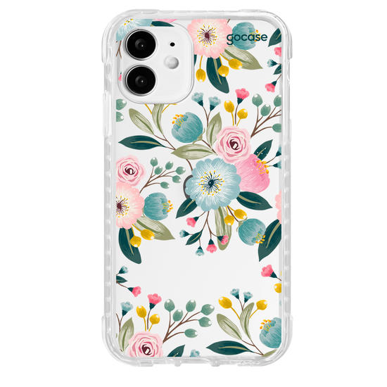 Capinha para celular  Floral Azul Rosa
