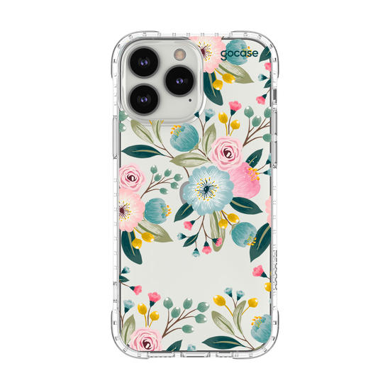 Capinha para celular  Floral Azul Rosa