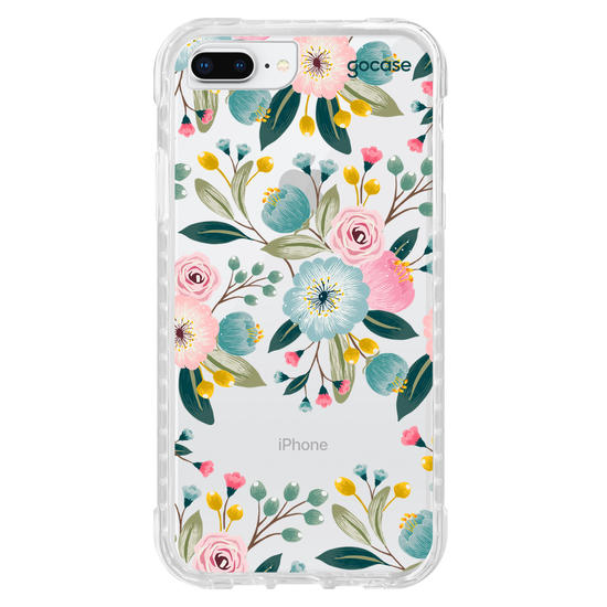 Capinha para celular  Floral Azul Rosa