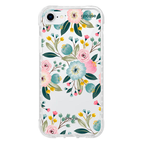 Capinha para celular  Floral Azul Rosa