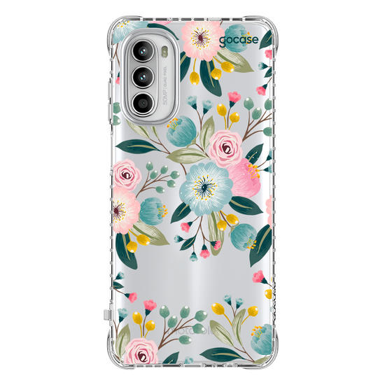 Capinha para celular  Floral Azul Rosa