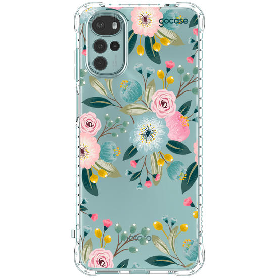 Capinha para celular  Floral Azul Rosa