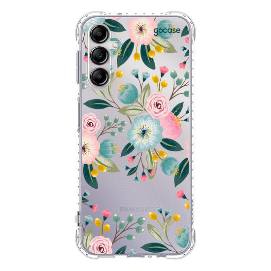 Capinha para celular  Floral Azul Rosa