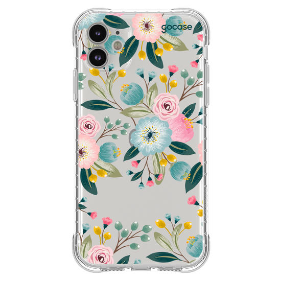 Capinha para celular  Floral Azul Rosa