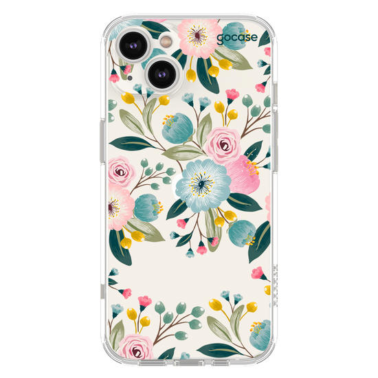 Capinha para celular  Floral Azul Rosa