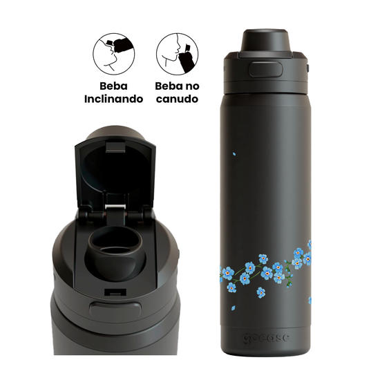 Garrafa Térmica Flip Pro - Floral Azul Sutíl