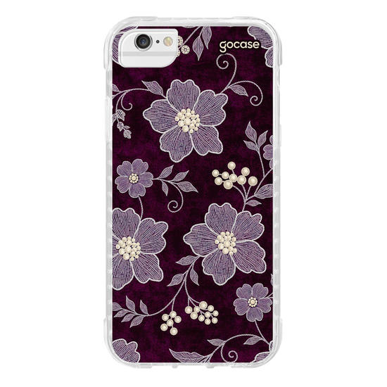 Capinha para celular  Floral Bordado Veludo Vinho
