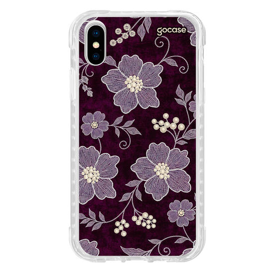 Capinha para celular  Floral Bordado Veludo Vinho