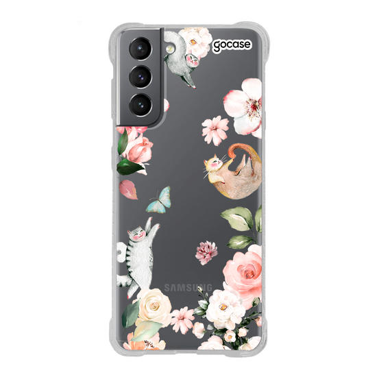 Capinha para celular Flores e Gatos