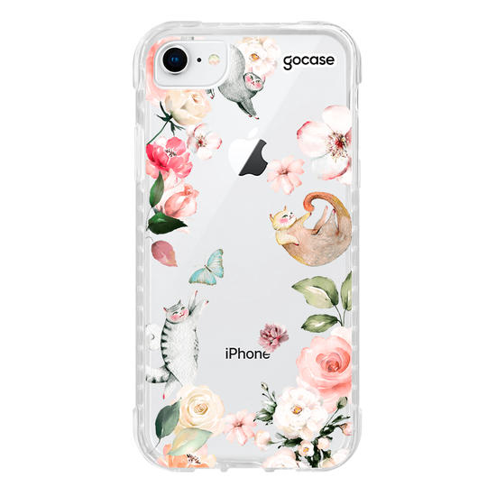 Capinha para celular Flores e Gatos