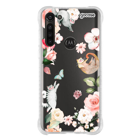 Capinha para celular Flores e Gatos