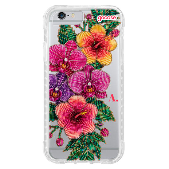 Capinha para celular  Flores Tropicais Bordadas