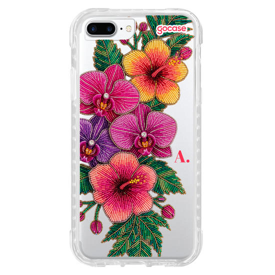 Capinha para celular  Flores Tropicais Bordadas