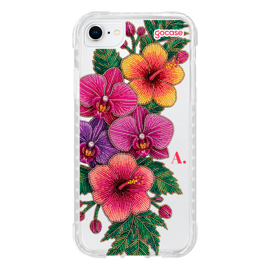 Capinha para celular  Flores Tropicais Bordadas
