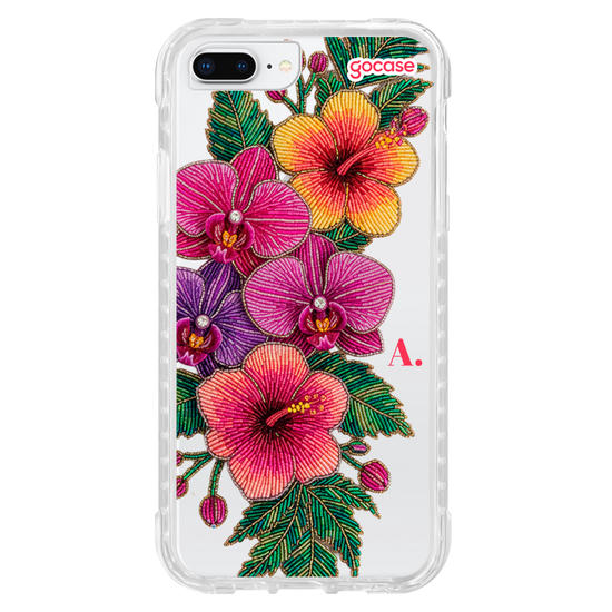 Capinha para celular  Flores Tropicais Bordadas