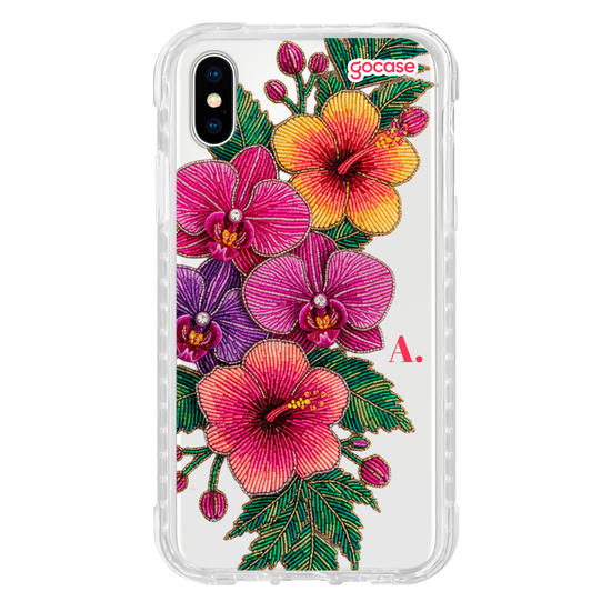 Capinha para celular  Flores Tropicais Bordadas
