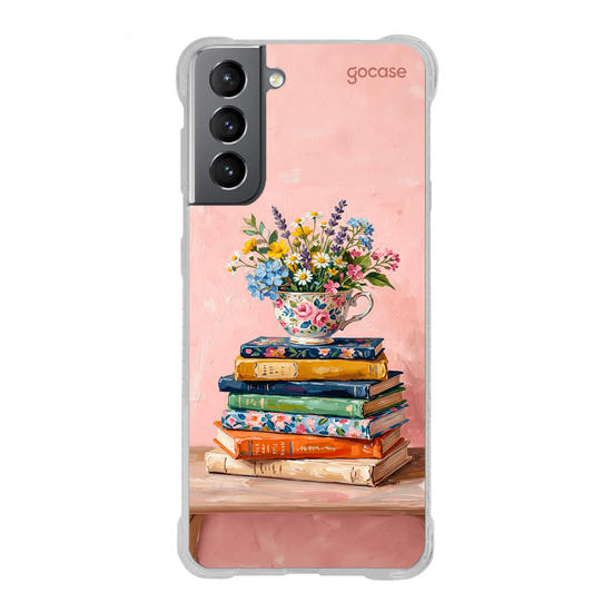 Capinha para celular  Flower Stack of Books