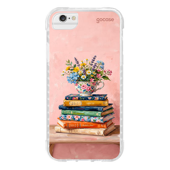 Capinha para celular  Flower Stack of Books
