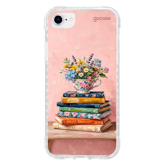 Capinha para celular  Flower Stack of Books