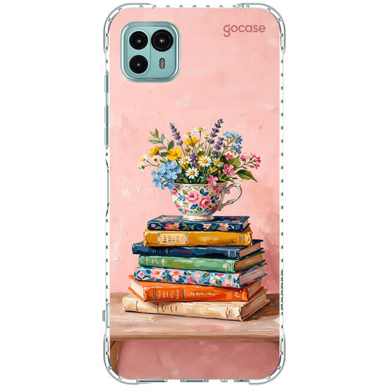 Capinha para celular  Flower Stack of Books