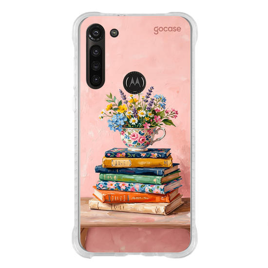 Capinha para celular  Flower Stack of Books