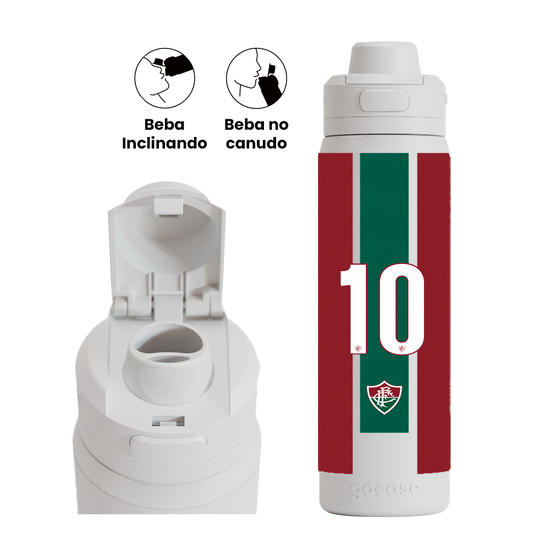Garrafa Térmica Flip Pro + Ebook - Fluminense - Uniforme 1 2026 Personalizado